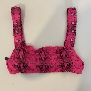 indah snakeskin print bikini top with studs